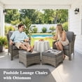 thumbnail image 5 of Ovios 5 Pieces Outdoor Furniture Set High Back All-Weather Wicker Patio Conversation Set with Ottomans, Dark Gray, 5 of 7