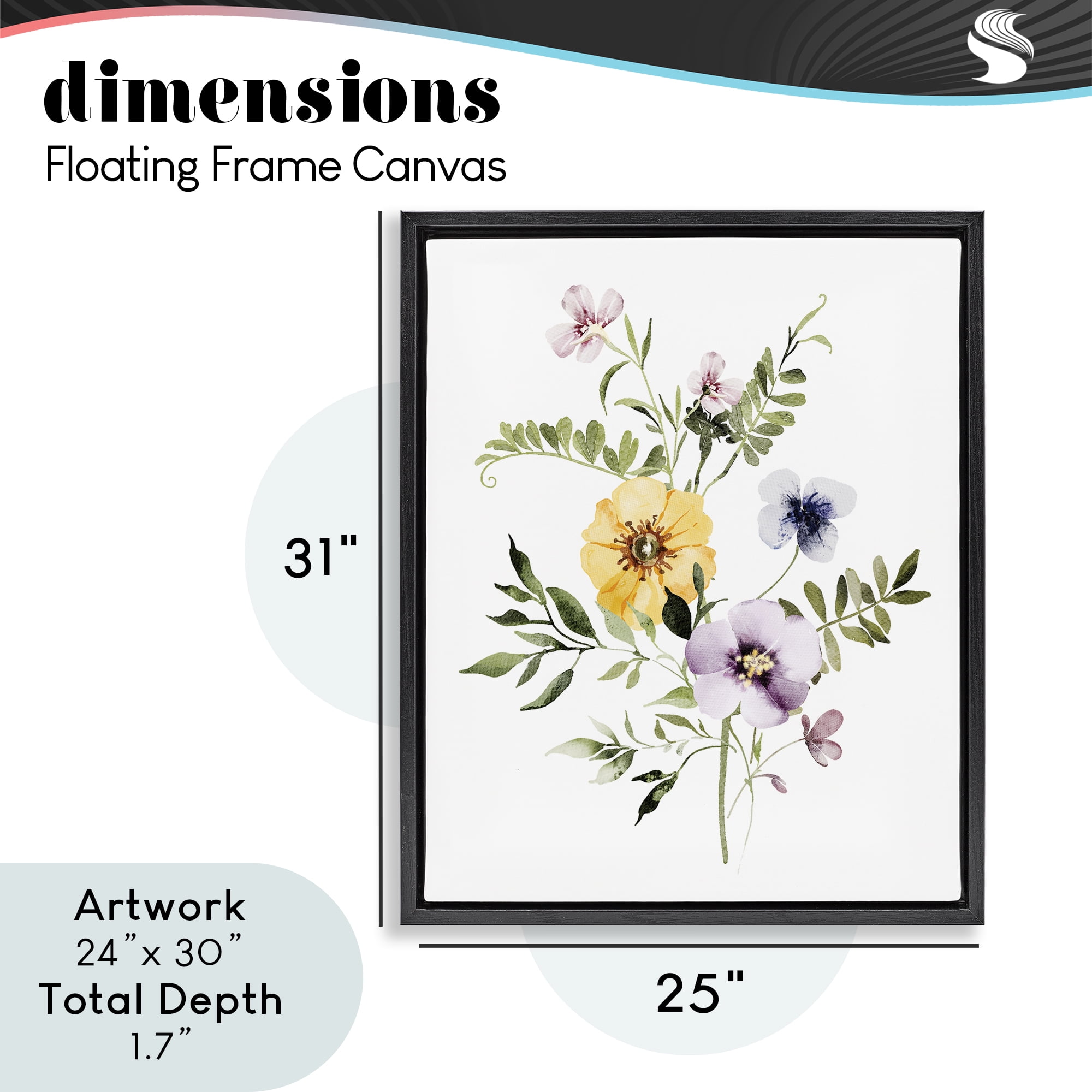 Garden Herbs Blooming Black Framed Floater Canvas Wall Art, design by Lettered and Lined
