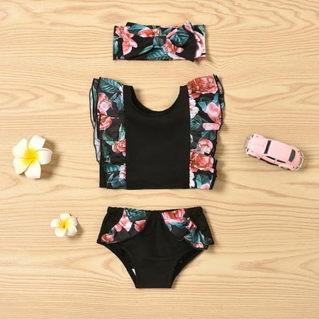 

CHGBMOK Summer Toddler Swimsuit Baby Girls Floral Swimwear Ruffle Swimsuit Bathing Suit Beach Wear Set