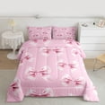 thumbnail image 2 of Feelyou Bow-tie Kid Full Size Comforter Sets, Pink Butterfly Knot Bedding Sets, 3pcs, 2 of 8