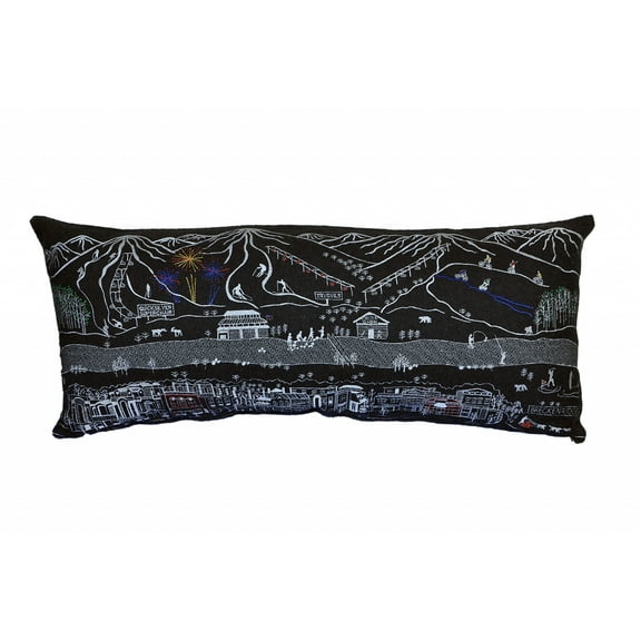 35" Black Breckenridge Nighttime Skyline Lumbar Decorative Pillow