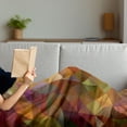thumbnail image 3 of Colorful Soft Flannel Fleece Blanket, Abstract Art Grid Mosaic Geometric Creative Image Triangle Artwork Print, Cozy Plush for Indoor and Outdoor Use, 60" x 80", Brown and Marigold, by Ambesonne, 3 of 5