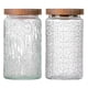 thumbnail image 1 of Tarros para almacenamiento de alimentos yoqelt 2 unidades de 1000 ml con tapa de madera de vidrio, 1 of 8