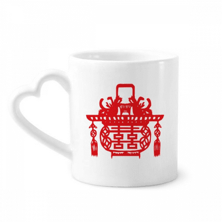 

chinese red lotus pattern mug coffee cerac drinkware glass heart cup