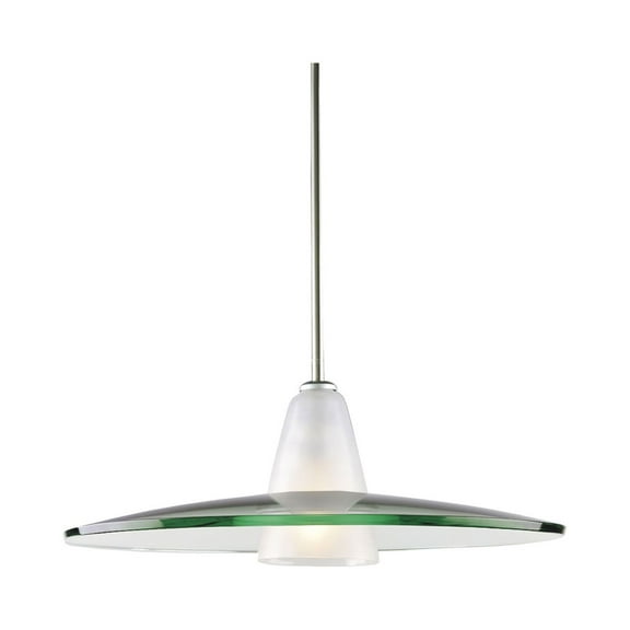 Modern Pendant One-Light Brushed Nickel Clear and Etched Glass Pendant Light