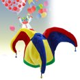 thumbnail image 3 of Costume Drôle Multicolore Jester Clown Mardi Gras Chapeau, 3 of 8