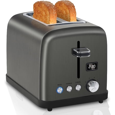2-Slice Toaster, 7 Shade Settings,Removable Crumb Tray, 900W, Black