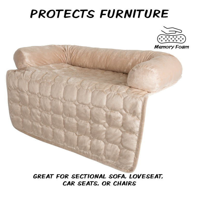 Couch Cover for Dogs 30x30.5 Pet Furniture Protector with Memory Foam Bolster Quilted Fabric Non Slip Water Resistant Base by PETMAKER Beige Walmart