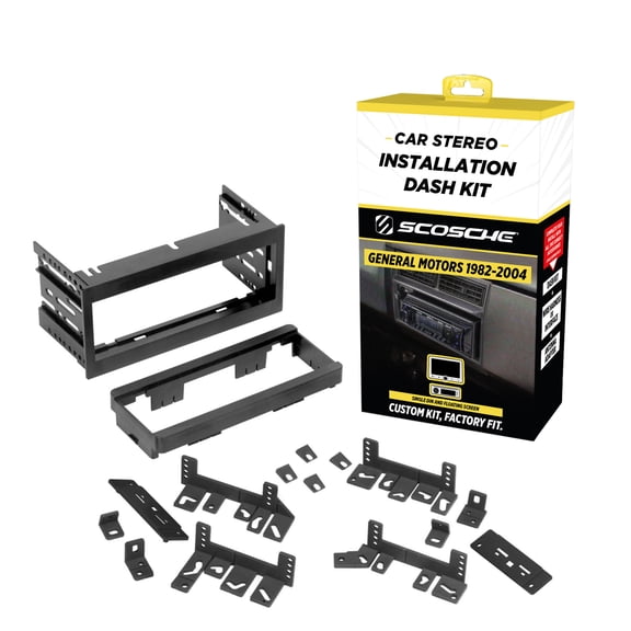 Scosche GM1500B Single DIN Dash Kit w/ Universal Brackets & Snap-in Ext. Compatible w/ ‘82-04 GM