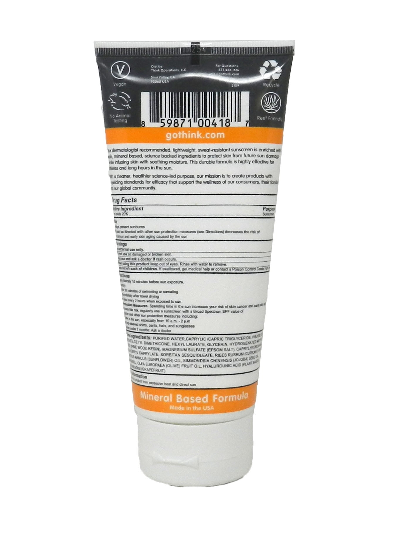 Thinksport Sunscreen SPF 50, 6 Fl Oz