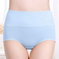 thumbnail image 2 of Ashirexll Cotton Underwear for Women Plus Size Solid Color High Waist Breathable Soft Comfortable Postpartum Underwear Light Blue L, 2 of 8