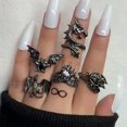 thumbnail image 2 of Vintage Hip Hop Punk dragón serpiente mariposa murciélago calavera Retro nudillo conjunto anillos mujeres gótico dedo anillo conjunto nueva joyería Tan Jianjun unisex, 2 of 2