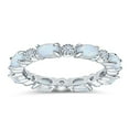 thumbnail image 3 of Full Eternity Band Oval Round Ring Lab Created White Opal 925 Sterling Silver Size 5, 3 of 6