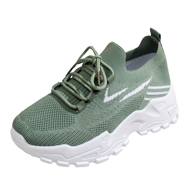 DXOUPM Chaussures de Course pour Femmes Décontractées en Maille Plateforme Lacets Chaussures de Tennis Confortables