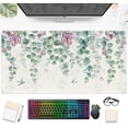 thumbnail image 1 of Eucalyptus Leaf Watercolor Flowers Mouse Pad XXL Green Red Leaves Desk Mat, Spring/Summer Extended Keyboard Mat, Precision Stitched Edges, NonSlip Rubber Base, 31.5x15.75 Inch, 1 of 6
