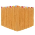 thumbnail image 4 of 9 feet X 11 Luau Grass Table Skirt, Hawaiian Luau Libiscus Table Skirt for Hawaiian Party, Luau Party Supplies, Luau Party Decorations, Moana Birthday Party, 4 of 7