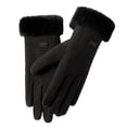 thumbnail image 4 of Bmisegm Winter Gloves Women Winter Ski Inner Lined Outdoor Cycling Knitted Wool Rabbit Lined Thickened Touchscreen Warm Mittens Black, 4 of 4