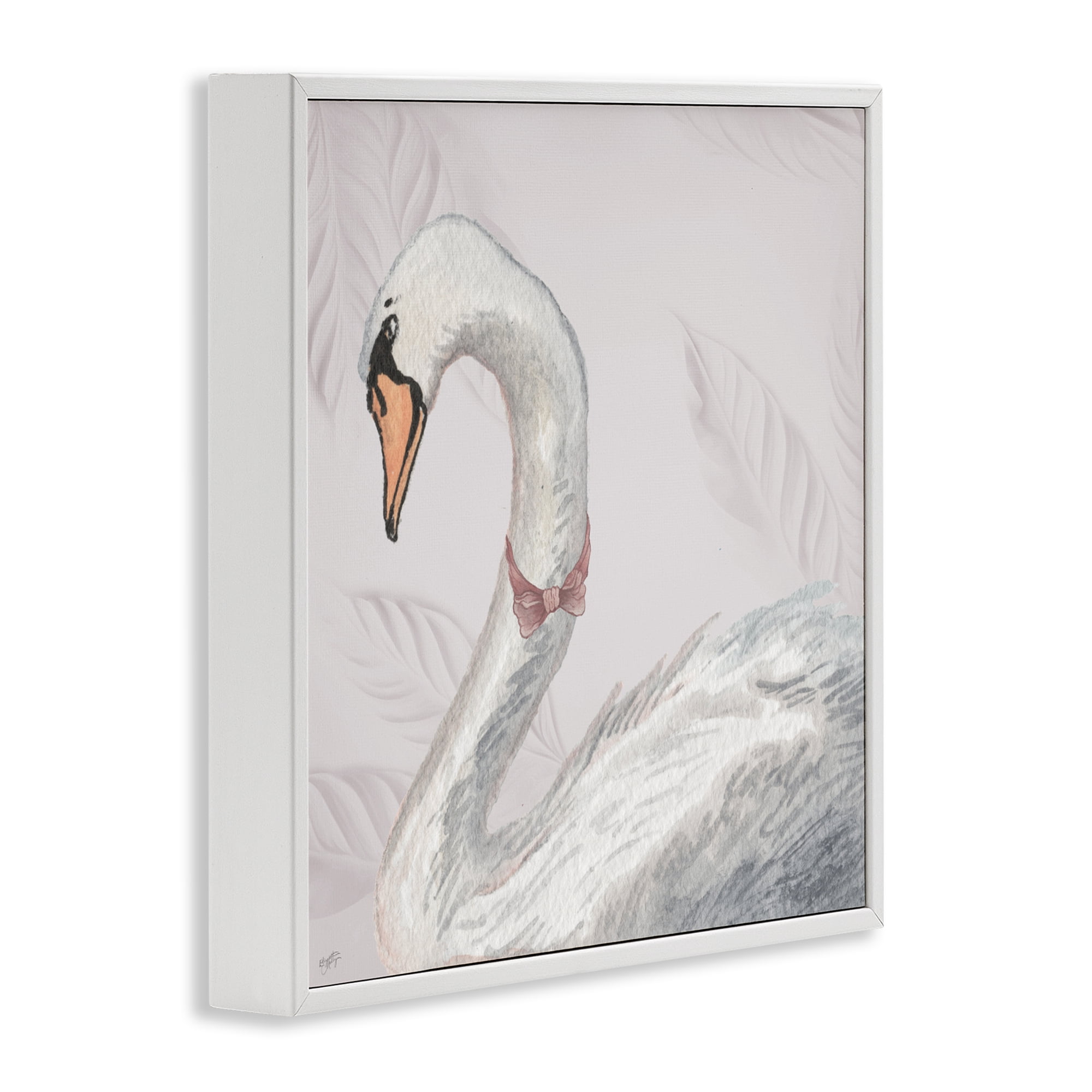 Stupell Industries Soft Classic Swan & Bow White Framed Giclee Art, design by Elizabeth Medley