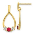 thumbnail image 6 of 14K Yellow Gold with Af. Ruby & White Sapphire Post Dangle Earrings, 6 of 6