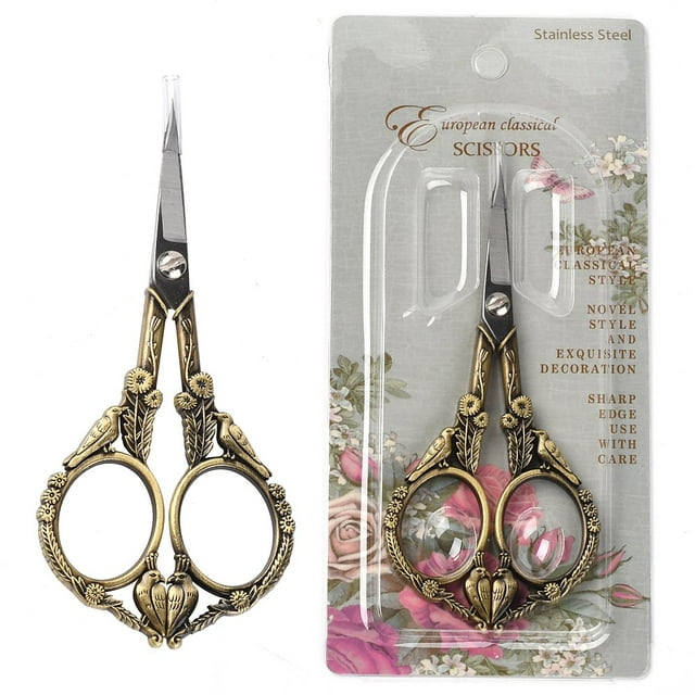 JUNWELL 2Inch Stainless Steel Scissors Silver Sewing Embroidery Scissors Small Precision Detail Scissors Vintage Shears Sharp Cutter for Fabric Paper Cutting Craft Art Work DIY Tool DIY