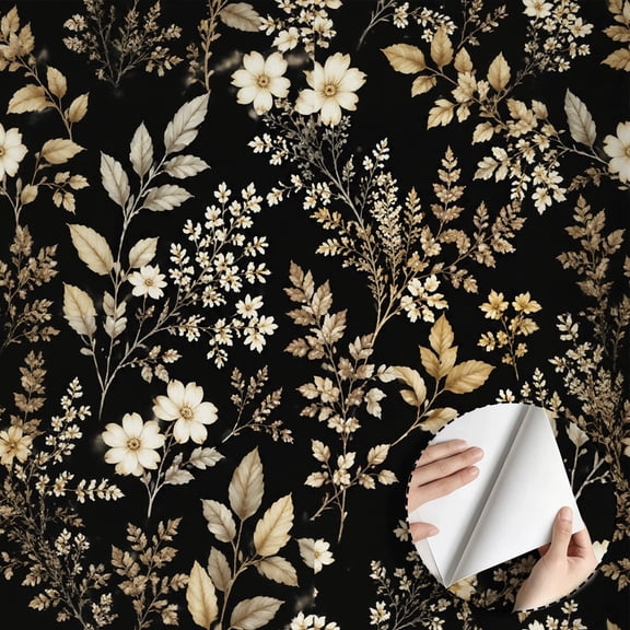 Vintage Floral Wallpaper Botanical Flower Peel and Stick Wallpaper Waterproof Home Decor for Bedroom Living Room Bathroom Kitchen Cabinet Removable Wall Decoration 17.7 * 78.5 in