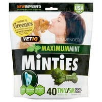 Minties Teeth Cleaner Dental Dog Treats Tiny/Small, 40 Count