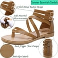 thumbnail image 3 of SWQZVT Women Gladiator Sandals Summer Beach Flat Thong Fashion Cross Strappy Sandals Trendy Roman Shoes with Zipper, 3 of 6
