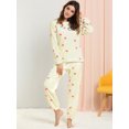 thumbnail image 3 of Pijama Unique Bargains de Franela Lindo Impreso manga larga y Pantalones Para Dormir Invierno Corazón Amarillo XL, 3 of 6