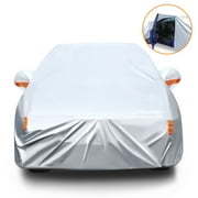 Audew 6-Layer Sun Snow Protection, All Weather Waterproof Full Car Cover with Zipper for Auto SUV Sedan Up-to 192"(Silver)
