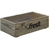 Hubert Rectangular Weatherwood Stained Wood Crate With Fresh Logo - 19 3/4"L x 11 1/4"W x 5 7/8"H