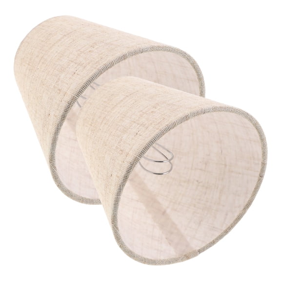BESTYASH 2Pcs Beige Drum Linen Lampshade Replacement with Handwoven Design for Home