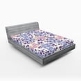 thumbnail image 2 of Ambesonne Nature Fitted Sheet, Flowers Paisleys Abstract, Queen Size, Blue Violet and Earth Yellow, 2 of 5