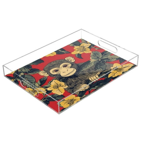 

Acrylic Tray 15.7*11.8*1.9 Inch Transparent Tray Food Tray Tea Cup Tray Serving Trays Cosmetics Storage Kitchen Table Bathroom Sundry Storage Beautiful Big Monkey