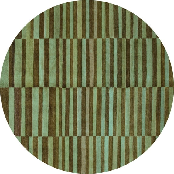 Ahgly Company Indoor Round Abstract Light Blue Modern Area Rugs, 4' Round