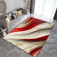 thumbnail image 2 of Red and White Marble Area Rugs, 3D Printing Machine Washable Apartment Carpet, Bedroom Rug Durable Enough Soft Texture Apply to Farmhouse Bedroom Area,4x8ft, 2 of 5