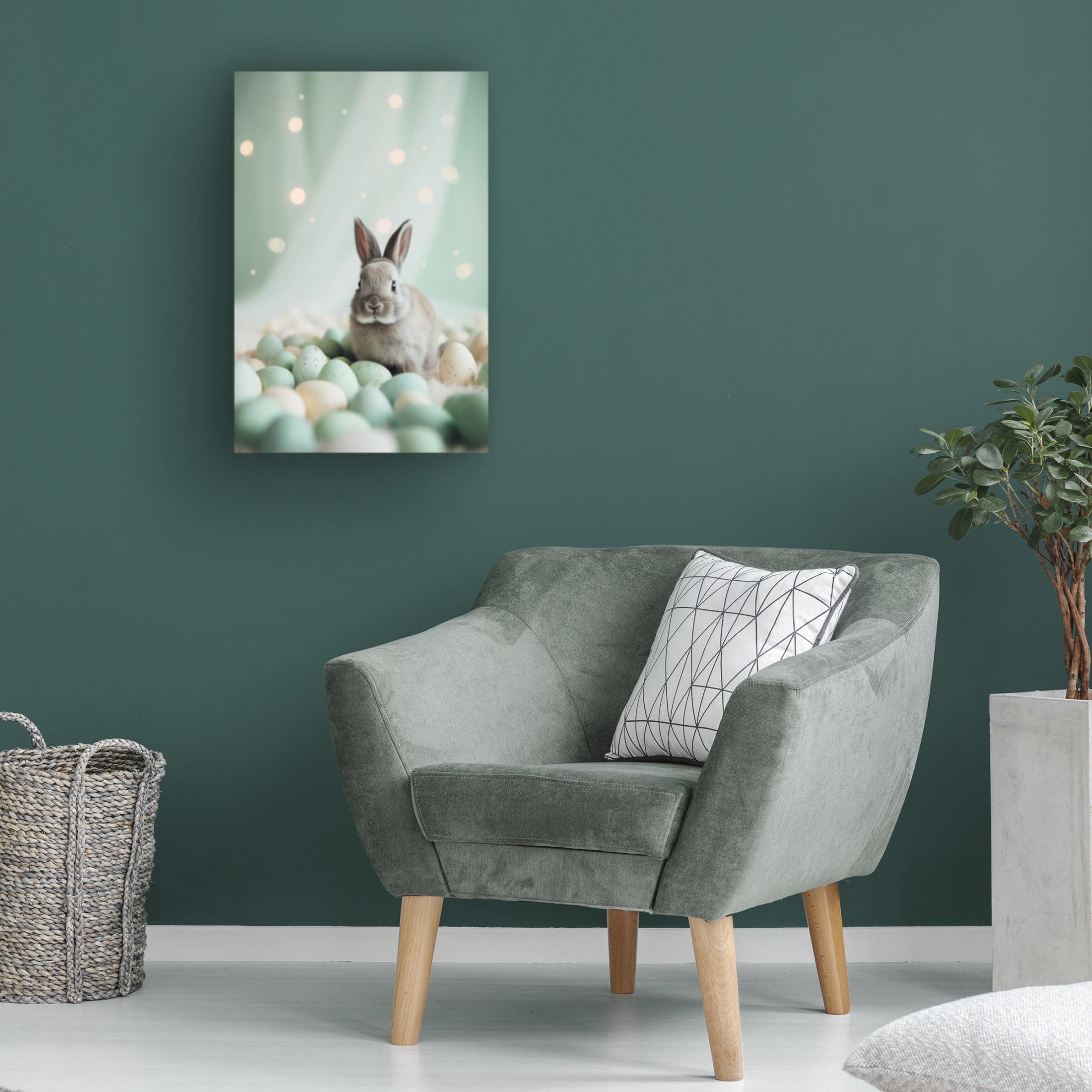 Trademark Fine Art Treechild Bunny and Pastel Eggs Canvas Wall Art
