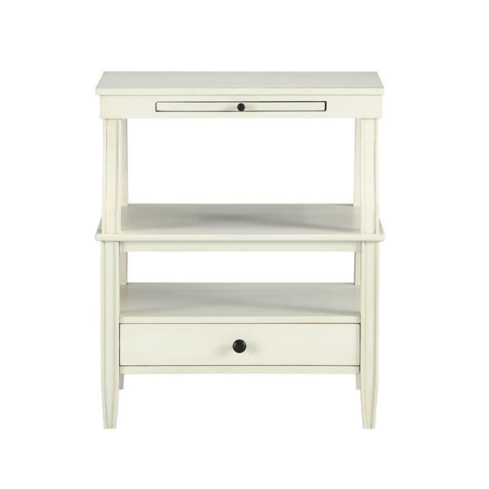 Comfort Pointe Newton Antique White Wood 1-drawer Storage Nightstand