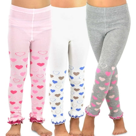 

TeeHee Little Kids Girls Fashion Cotton Footless Tights 3 Pair Pack