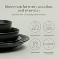 thumbnail image 2 of over&back Rim Dinnerware Set - Stoneware Dishes - Comes with 4 Dinner Plates, Salad Plates, Cereal Bowls, and Dinner Bowls - 16-Piece All-Occasion Place Settings - Serves Four - Semi-Matte Black, 2 of 10