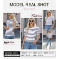 thumbnail image 2 of Women's Short Puff Sleeve Knit Tops 2024 Trendy Crewneck Striped T Shirts Casual Summer Blouses, 2 of 5
