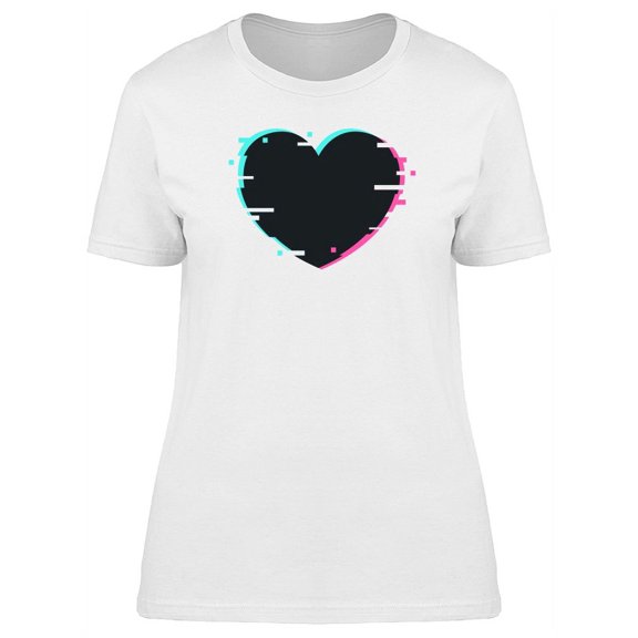 Black Glitched Heart T-Shirt Women -Image by Shutterstock, Female Small