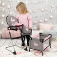 thumbnail image 6 of Bayer Design: 9-In-1 Doll Travel Bed Set - Grey-Pink-Butterfly - Sleep Playpen-Highchair-Bag-Feeding Care Toy Accessories For Dolls Up to 18", Kids 3+, 6 of 9