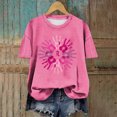 thumbnail image 1 of Puntoco Blusas casuales de moda para mujer, camisetas estampadas con cuello redondo, blusas de manga corta, 1 of 4