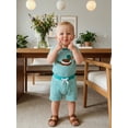 thumbnail image 6 of BemeyourBBs Newborn Baby Boy Duck Outfits Cute Infant Boys Summer Clothes Mallard Embroidered Striped Crew Neck Short Sleeve Romper and Shorts 2 Pcs Set, 6 of 9