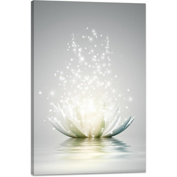 Canvas Prints Art Lotus Floral Pictures Wall Art for Zen Office Decor Meditation Poster Modern Artwork Painting Framed Ready to Hang(12x16inch)