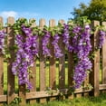 thumbnail image 4 of 6 Feet 10 Branches Purple Artificial Wisteria Flowers Hanging Vine for Home Garden Wedding Decor, by Bradem, 4 of 5