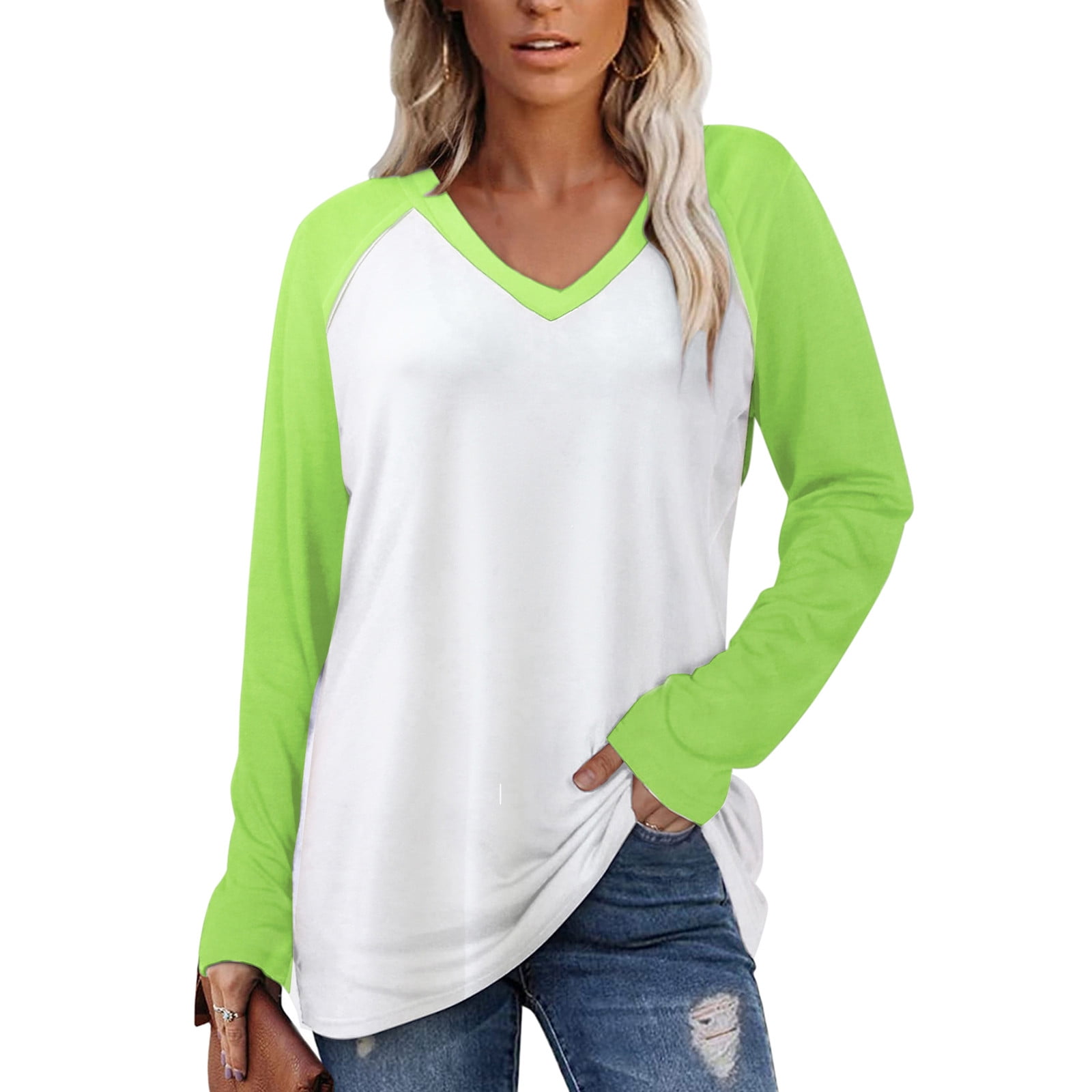 sebulube Womens Color Matching V Neck 