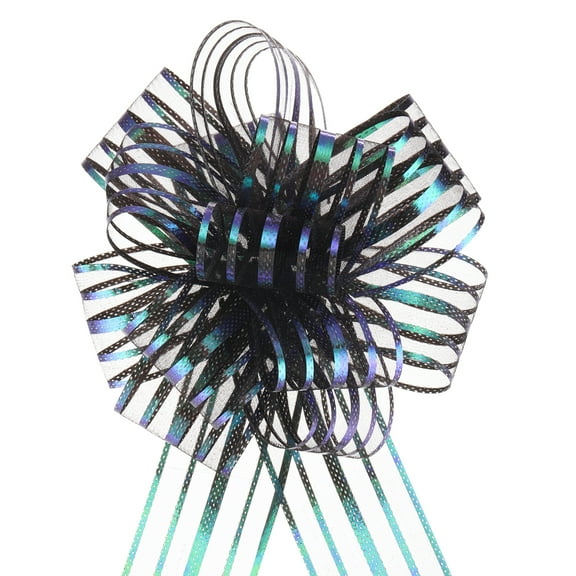 5pcs 4 Inch Organza Pull Bow Metallic Gift Wrapping Bows Ribbon Chiffon Yarn Black for Wedding Christmas