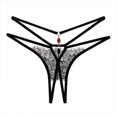 thumbnail image 5 of Tanga de encaje de lujo ligero y sexy para mujer, ropa interior ultrafina con tiras cruzadas y aberturas, pantalones tipo T calientes, 5 of 5