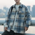thumbnail image 3 of LEBONYARD Shirt Jackets for Men,Fashionable Men's Stripe Long Sleeve Hoodless Casual Outwear Jackets Sky Blue M, 3 of 3